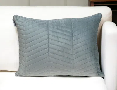 Homezia Gray Quilted Velvet Zig Zag Decorative Lumbar Pillow