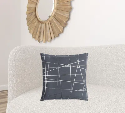 Homezia Gray Silver Contemporary Linework Throw Pillow