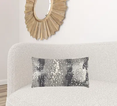 Homezia Gray Silver Metallic Abstract Pattern Lumbar Pillow