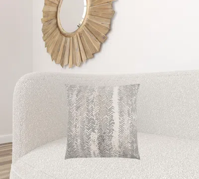 Homezia Gray Silver Metallic Tonal Print Throw Pillow In Gold