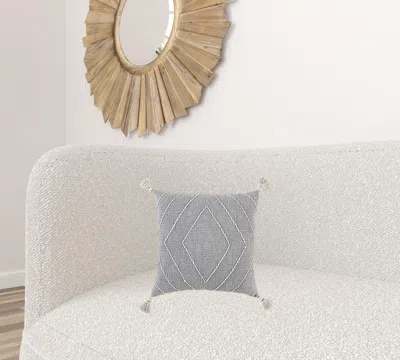 Homezia Gray White Diamond Kantha Stitched Throw Pillow