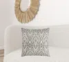 Homezia Gray White Distressed Damask Throw Pillow