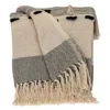 Homezia Gray Woven Cotton Abstract Throw Blanket