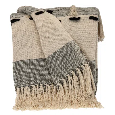Homezia Gray Woven Cotton Abstract Throw Blanket