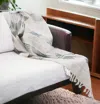 Homezia Gray Woven Cotton Throw Blanket With Fringe