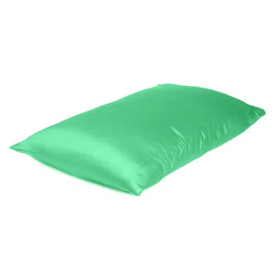 Homezia Green Dreamy Set Of 2 Silky Satin Standard Pillowcases