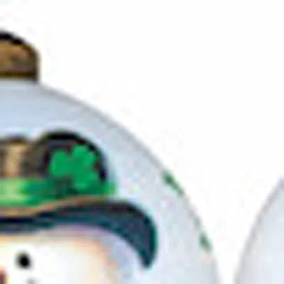 Homezia Green Irish Snowman Hand Painted Mouth Blown Glass Ornament