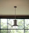 Homezia Greta 1-light Oil-rubbed Bronze Pendant With Gloss White Interior And Etched Glass Shade