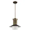 Homezia Greta 1-light Raw Brass Pendant With Gloss White Interior And Etched Glass Shade