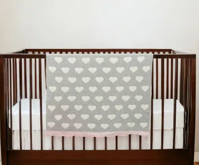 Homezia Grey And Ivory Hearts Knitted Baby Blanket