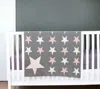 Homezia Grey Ivory And Pink Stars Knitted Baby Blanket