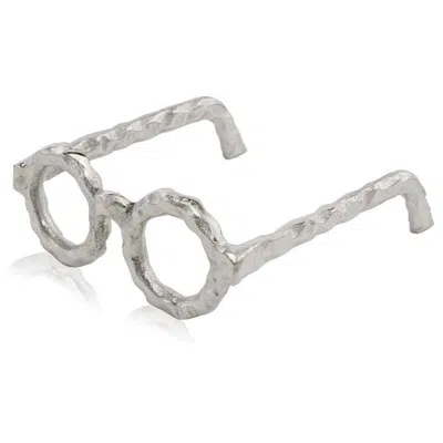 Homezia Hammered Silver Metal Eyeglasses Sculpture