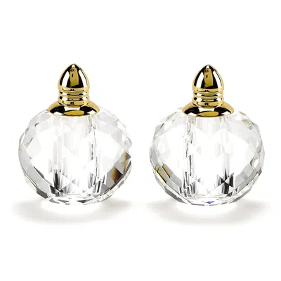 Homezia Handcrafted Optical Crystal And Gold Rounded Salt And Pepper Shakers In Multi
