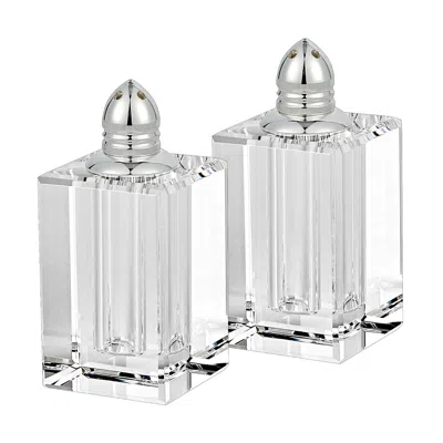 Homezia Handcrafted Optical Crystal And Silver Large Size Salt And Pepper Shakers In Multi