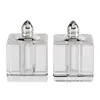 Homezia Handcrafted Optical Crystal And Silver Square Size Salt And Pepper Shakers In Multi