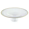 Homezia Handcrafted Optical Glass And White Gold Footed Cakestand With Gold Rim In Multi