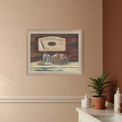 Homezia Handmade Soaps 2 Brown Framed Print Bathroom Wall Art In White