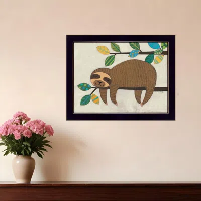 Homezia Hanging Sloth Ii 1 Black Framed Print Wall Art