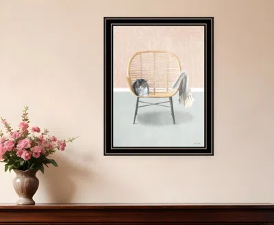 Homezia Happy Cat 1 Black Framed Print Wall Art