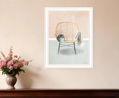 Homezia Happy Cat 2 White Framed Print Wall Art