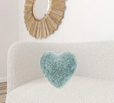 Homezia Heart Shaped Celadon Shag Accent Pillow