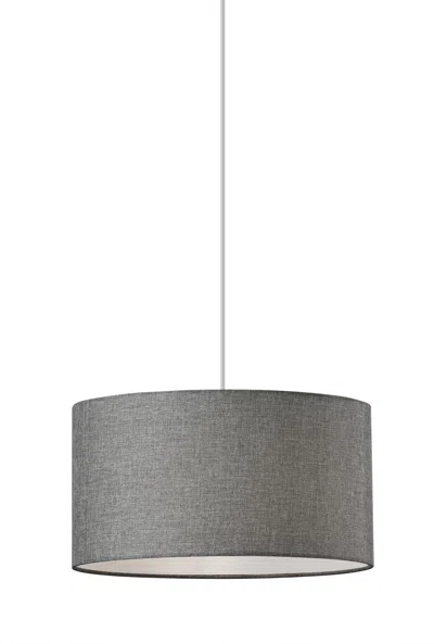 Homezia Heather Grey Fabric Shade Electric Drum Pendant In Gray