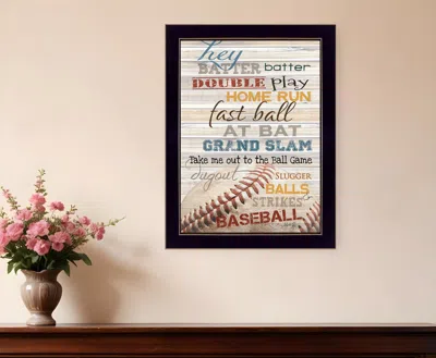 Homezia Hey Batter Batter 3 Black Framed Print Wall Art In Multi