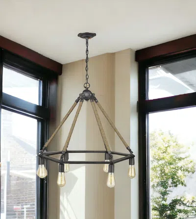 Homezia Holden 6-light Antique Gray Wagon Wheel Chandelier