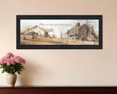 Homezia Home Begins Your Story Black Framed Print Wall Art