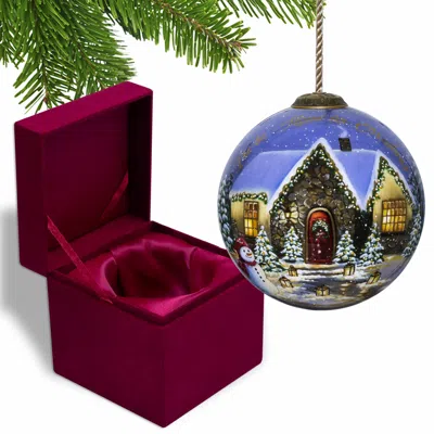 Homezia Home For Christmas Hand Painted Mouth Blown Glass Ornament