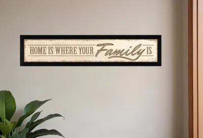 Homezia Home Is? 1 Black Framed Print Wall Art In Brown