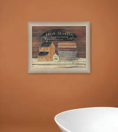 Homezia Hot Bath 5 Brown Framed Print Bathroom Wall Art In Gray