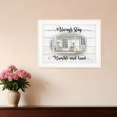 Homezia Humble And Kind 1 White Framed Print Wall Art In Pink