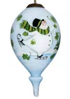 Homezia Ice Skating Shamrock Snowman Hand Painted Mouth Blown Glass Ornament