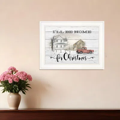 Homezia Ill Be Home For Christmas 2 White Framed Print Wall Art