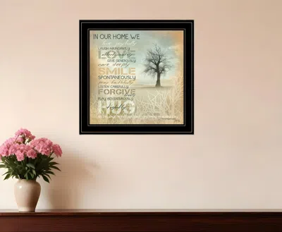 Homezia In Our Home 5 Black Framed Print Wall Art In Neutral