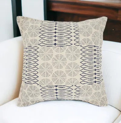 Homezia Indigo And Ivory Geometric Throw Pillow
