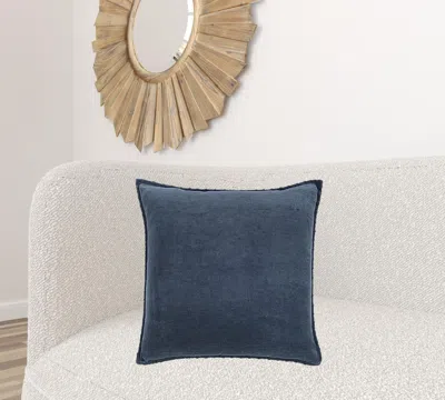 Homezia Indigo Solid Pearl Beaded Edge Throw Pillow