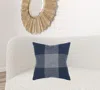 Homezia Indigo White Plaid Pattern Throw Pillow