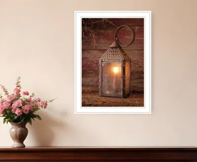 Homezia Innkeepers Lantern 3 White Framed Print Wall Art
