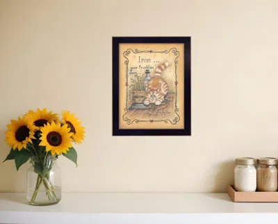 Homezia Iron Your Troubles Black Framed Print Laundry Wall Art In Green