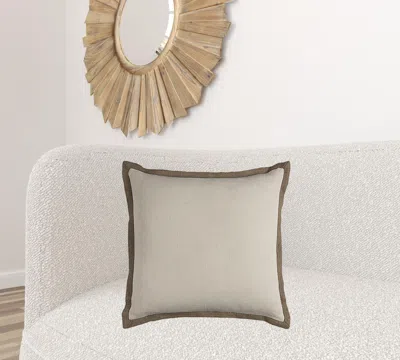 Homezia Ivory Beige And Natural Jute Throw Pillow