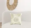 Homezia Ivory Gold Metallic Foil Leaf Pattern Throw Pillow