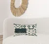 Homezia Ivory Green Geometric Boho Chic Lumbar Pillow