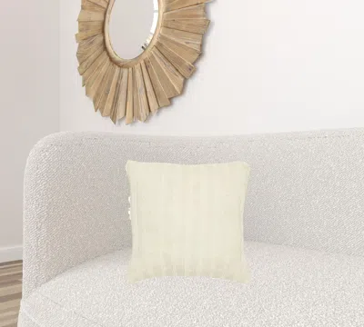 Homezia Ivory Knit Sweater Stripe Down Throw Pillow