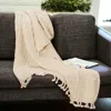 Homezia Ivory Knitted 100% Cotton Throw Blanket