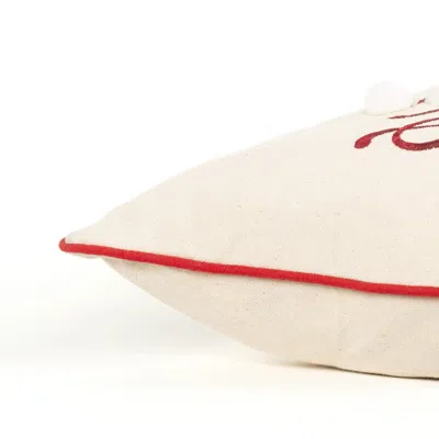 Homezia Ivory Red Cheeky Santa Sentiment Throw Pillow In Blue