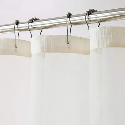 Homezia Ivory Sheer And Grid Shower Curtain And Liner Set