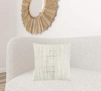 Homezia Ivory Silver Distressed Vintage Throw Pillow