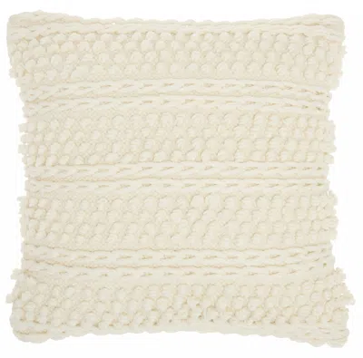 Homezia Ivory Textured Dots And Stripes Throw Pillow In Neutral